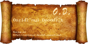 Oszlányi Deodát névjegykártya